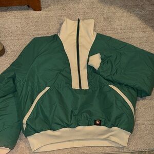 Green and White Pullover Jacket